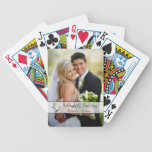 Black, White Scroll Wedding Photo Playing Cards