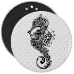 Black & White Seahorse-Tattoo Style buttons