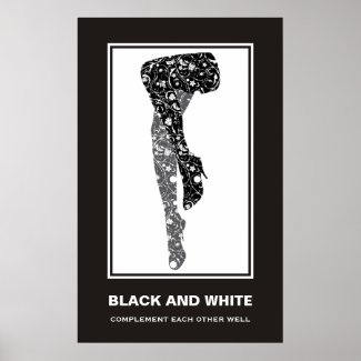 Black white sexy floral legs motivational poster print