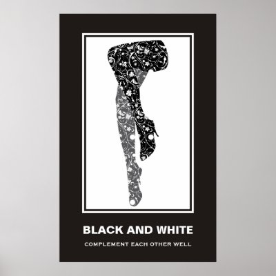Black white sexy floral legs motivational poster by prints_posters