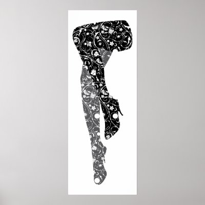 Black white sexy floral pattern legs poster print by prints_posters