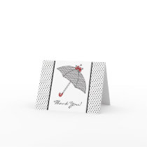 Black & White Shower Umbrella Thank You Note Card