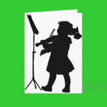 Black & White Silhouette Girl Playing Violin Greet cards