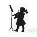 Black & White Silhouette Girl Playing Violin Greet cards by kimmyklassickorner Black & White Silhouette Girl Playing Violin Greet cards