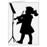 Black & White Silhouette Girl Playing Violin Greet Greeting Cards
