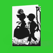 Black & White Silhoutte Children Greeting Card