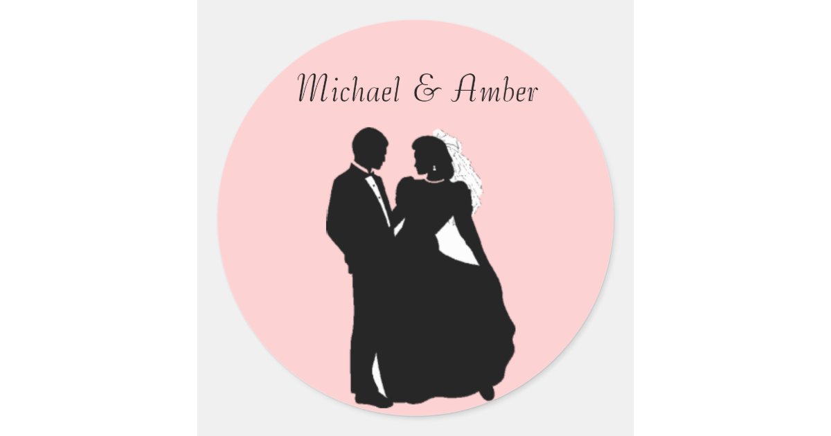 Black & White Silhoutte Wedding Couple Stickers Zazzle