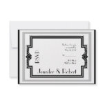 Black White Silver Art Deco Frame Response Card Custom Announcements