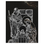black white silver nativity letterhead
