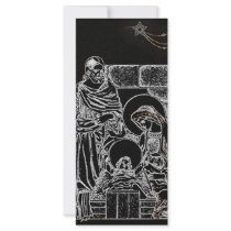 black white silver nativity rack cards