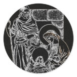 black white silver nativity stickers