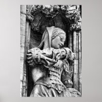 Black & white sketch of gothic girl statue posters