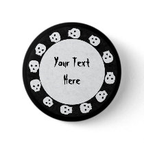 Black-White Skull Button by Customizables Black-White Skull Button