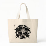 black white skull flowers tote bag