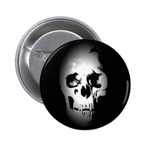 Black & White Skull Pinback Buttons