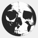 Black & White Skull Round Sticker