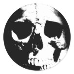 Black & White Skull Round Sticker