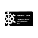 Black white snow flake modern chic return address label