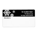 Black white snow flakes holiday shipping address label