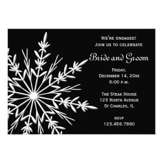 Black & White Snowflake Engagement Party Invite