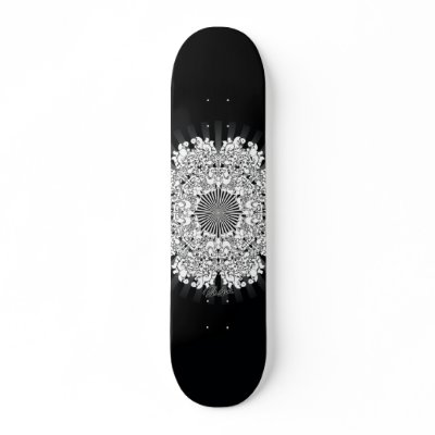 Black & White Snowflake Skateboard by robcork