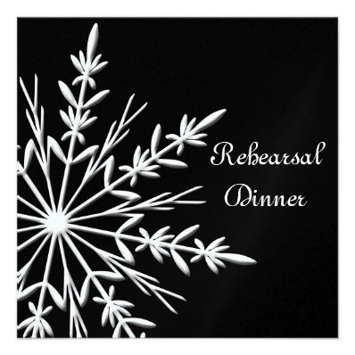 Black & White Snowflake Wedding Rehearsal Dinner Custom Invitations