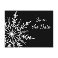 Black & White Snowflake Wedding Save the Date postcard