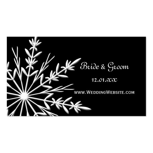 Black & White Snowflake Wedding Website Card Business Card Templates (front side)