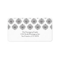 Black   white snowflake winter address label
