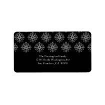 Black   white snowflake winter address label