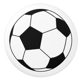Black/White Soccer Football Ball on White Ceramic Knob