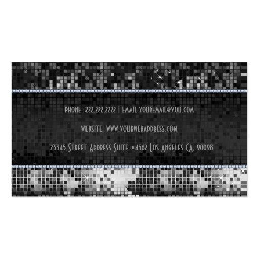 Black & White Sparkles & Glitter Pattern Business Card (back side)
