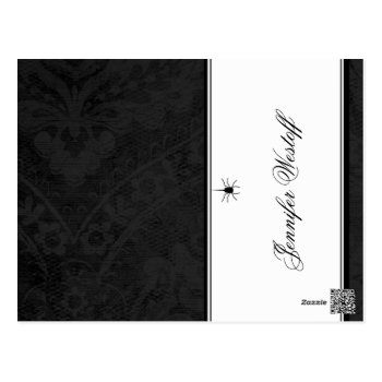 Black & White Spider Add Guest Name Place Cards Postcard by juliea2010 at Zazzle