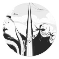 Black & White Spike Fractal. Custom. Add Your Text sticker