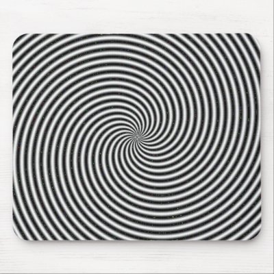 Black & White Spiral Swirl Optical Illusion Mousepad by JuJuGarden