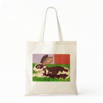 Black & White Spot Bunny Tote Bag bags