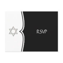 Black White Star of David RSVP Postcard