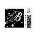 Black White Stars Special Events Monogram Postage postage