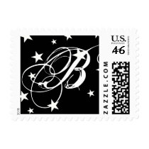 Black White Stars Special Events Monogram Postage postage by Initialreaction Black White Stars Special Events Monogram Postage postage