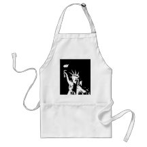 Black & White Statue of Liberty Silhouette Apron