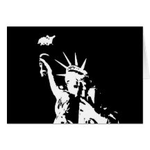 Black & White Statue of Liberty Silhouette Greeting Cards