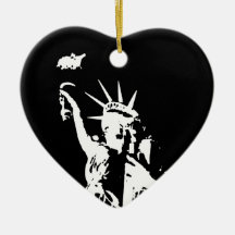 Black & White Statue of Liberty Silhouette Christmas Tree Ornaments