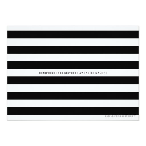 Black & White Stripe Baby Boy Shower Gold Accents Personalized Invites