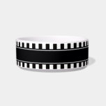 Black White Stripe Black Name Monogram Bowl