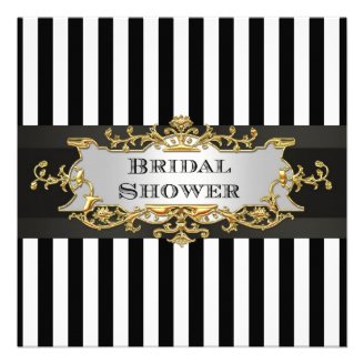 Black White Stripe Bridal Shower Invitation