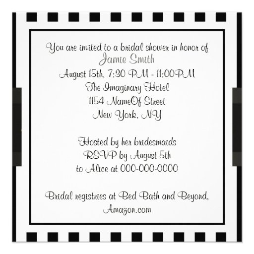 Black White Stripe Bridal Shower Invitation