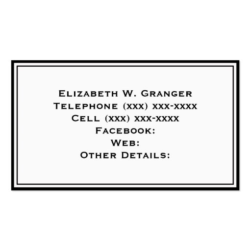 Black White Stripe Cranberry Name Monogram Business Card Template (back side)
