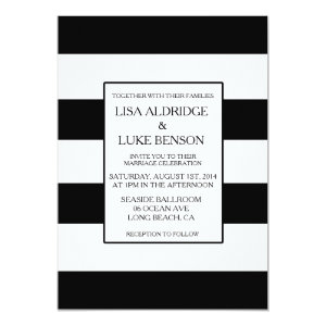 Black & White Stripe Kate Spade Wedding Invitation Personalized Announcement