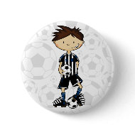 Black & White Stripe Soccer Boy button