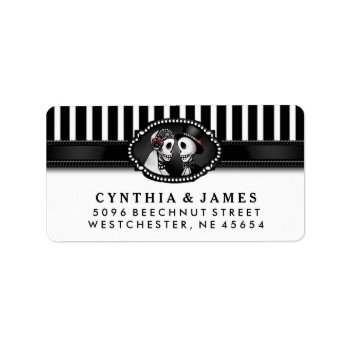 Black White Stripe Wedding Skeletons Address Address Label by juliea2010 at Zazzle